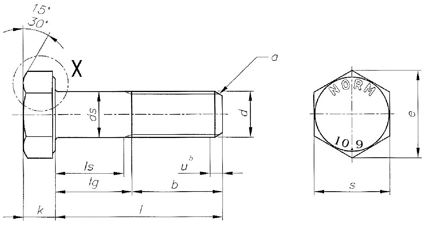 M20x90 Vis hexagonale avec tige